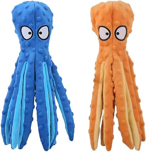 Tater's Choice Octopus Squeaky Toys, 2 Pack Assorted Colors, Soft Plush Octopus with Crinkly Sound for Dogs, Dog Toys to Keep Them Busy in Saudi Arabia