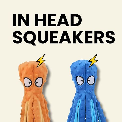 Tater's Choice Octopus Squeaky Toys, 2 Pack Assorted Colors, Soft Plush Octopus with Crinkly Sound for Dogs, Dog Toys to Keep Them Busy in Saudi Arabia