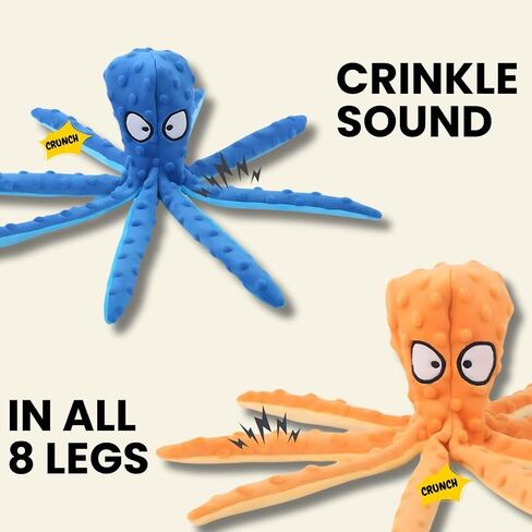 Tater's Choice Octopus Squeaky Toys, 2 Pack Assorted Colors, Soft Plush Octopus with Crinkly Sound for Dogs, Dog Toys to Keep Them Busy in Saudi Arabia