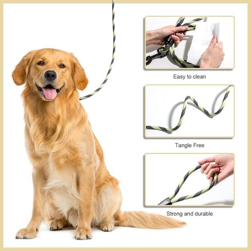 NVTED Waterproof Dog Leash Durable Waterproof Odor Proof Premium PVC Pet Lead Fast Clasp Adjustable Lengths for Traffic Control Safety for Medium Large Dogs - 4ft, Green in Kuwait
