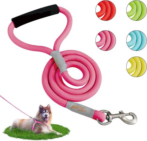 مقود للكلاب بطول 4 أقدام مع مقبض مبطن مريح للكلاب الصغيرة والمتوسطة والكبيرة والجرو Laisse Pour Chien (4FT-0.28 بوصة (عبوة من قطعة واحدة) وردي S) in Kuwait