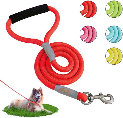 مقود للكلاب بطول 4 أقدام مع مقبض مبطن مريح للكلاب الصغيرة والمتوسطة والكبيرة والجرو Laisse Pour Chien (4FT-0.28 بوصة (عبوة من قطعة واحدة) وردي S) in Kuwait