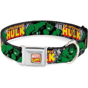 Buckle-Down Seatbelt Buckle Dog Collar - THE INCREDIBLE HULK Action Poses/Stacked Comics - 1" Wide - Fits 15-26" Neck - Large