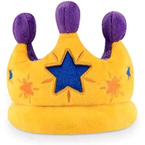 P.L.A.Y. Cute Plush Dog Toys - Birthday Party Celebration Themed Durable Squeaker Toy, Great for Puppies & Small, Medium, Large Dogs - Machine Washable, Recycled Materials (Canine Crown, X-Small)
