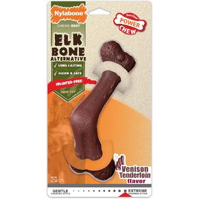 Nylabone Elk Bone Alternative Power Chew Toy for Dogs, Dog Toys for Aggressive Chewers, Venison Flavor, X-Large - 50+ lbs, 1 Count