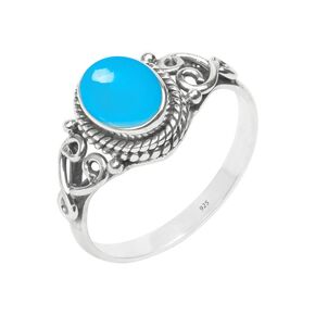 Blue Chalcedony Stone Ring 925 Sterling Silver Statement Ring For Women Handmade Rings Gemstone Christmas Promise Ring Size US 7 Gift For Her