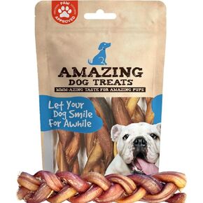 Amazing Dog Treats 12" Braided Bully Stick (5 Pcs/Pack) Bully Stick for Dogs - Made from Premium Grass Fed Beef