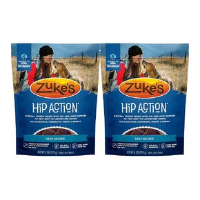 Zuke's Hip Action Dog Treats, Beef Recipe, Natural & Tender Dog Treats with Hip & Joint Support, Dog Treats for Adult Dogs 6 Ounce (Pack of 2)