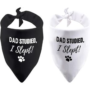 2 Pack Dog Bandana Graduation Announcement Gift Mom/Dad Studied I Slept Graduation Bandana for Dog (Mom Studied)