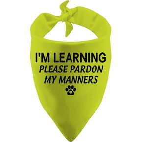 1 Piece Resue I'm Learning Please Pardon My Manners Dog Bandana Give Space Rescue Dog Bandana Pardon Dog Scarf (I'm Learning D)