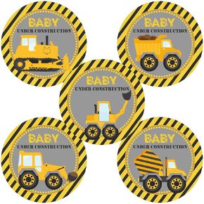 Baby Under Construction Sticker Labels by Adore By Nat - Baby Shower Dump Truck Party Favor and Envelope Seal of 30