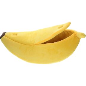 POPETPOP Cute Banana Cat Bed - Soft Banana Kitten Bed, Christmas Pet Bed, Warm Kitten Puppy Bed Suitable for Pets Under 8 pounds, Pet Cat Supplies(21.6 inch)
