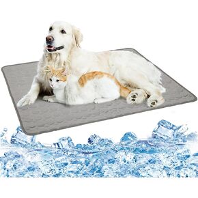 Washable Dog Cooling Mat Ice Silk Cooling Mat for Dogs Pet Self Cooling Pad Blanket Dog Cooling Pad for Indoor & Outdoor Car Seats (40x28 in, Light Grey)