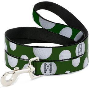 Dog Leash Golf Balls Scattered Green White 6 Feet Long 1.0 Inch Wide