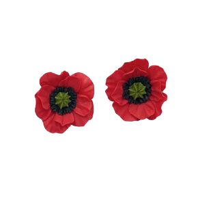 Bright red poppy earrings floral flower earrings studs