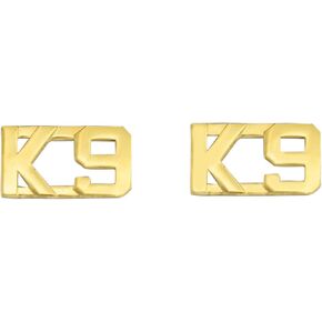Smith & Warren 1/2" K 9 Letter Collar Brass Rank Insignia Gold Finish Uniform Pin
