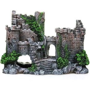 Fish Tank Decorations, Resin Castle Stone Hideouts Aquarium Decor, Fish Cave Hideout Tank Decorations Large, Fish Tank Aquarium Accessories for Betta Shrimp Turtle Reptile