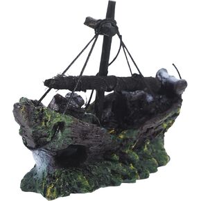 FRCOLOR Aquarium Decor Fish Tank Decorations Pirate Shipwreck Decor Resin Material Betta Fish Tank Accessories 4.5x1.9x3.1in
