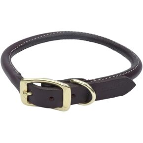 Coastal Pet - Circle T - Latigo Leather Round Dog Collar with Solid Brass Hardware, Latigo, 3/4" x 20"