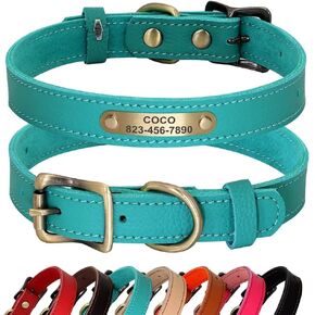 PET ARTIST Genuine Leather Dog Collar, Lightweight & Soft Padded Leather Collar, 7 Beautiful Color for Choices,Dog Collar for Puppy&Small Dog,Red,S
