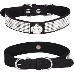 Rhinestones Dog Cat Collar Bling Diamond with Rhinestone Crown Decoration for Small Medium Large Dogs (Pink, M)