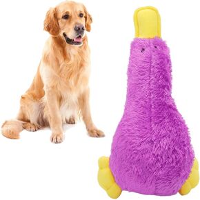 Duck Dog Squeaky Toy, Interactive Teeth Cleaning Plush Dogs Chew Toy Dog Companion for Dogs Puppies Pets (Yellow)
