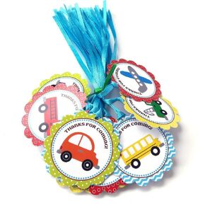 Transportation Thank You Favor Tags by Adore By Nat - Kid Boy Girl Birthday or Baby Shower Party - Set of 24