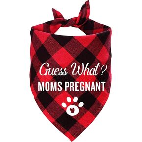 Funny Red Plaid Pet Dog Pregnancy Announcement Triangle Bandana, Guess What? My Mom is Pregnant, Gender Reveal Photo Prop Pet Scarf Decorations Accessories, Pet Scarves Dog Lovers Owner Gift in Kuwait