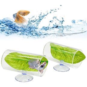 Hamiledyi 2Pcs Betta Fish Acrylic Tube Tunnel Betta Fish Toys Betta Fish Tunnel Aquarium Hideouts for Rest Play, Transparent Design for Better Observation of Betta Fish Tank Decoration(Transparent)