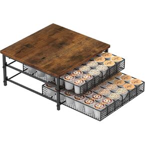 MOOACE Coffee Pod Holder for K Cup Holder Drawer Holder, Coffee Pod Drawer For Counter, 2 Tier K-Cup Storage With Sliding Baskets, 72 Capacity Pods Organizer Cups Capsule for Coffee Station, Black