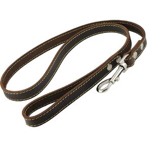Genuine Thick Leather Classic Dog Leash 3/4" Wide 4 Ft, Medium, Large Brown