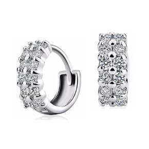 Zirconia Hoop Earrings,S925 Silver Earrings for Women,Rhinestone Hoop Earrings for Women Sterling Silver (heart silver)