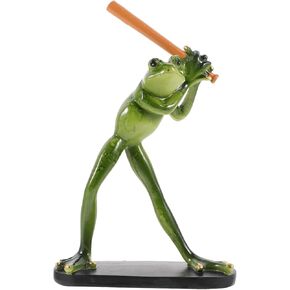 LUOZZY Frog Figurine Frog Statue with Baseball Aquarium Resin Animal Craft Creative Gifts Fish Tank Accessories Home Office Supply