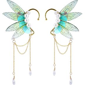 FRESHME Butterfly Elf Ear Cuffs - Handmade Fairy Wings Earrings Non Piercing Ear Clips Women Christmas Cosplay Accessories