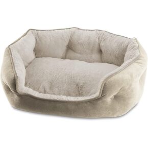 Arlee Cozy Oval Round Cuddler Pet Dog Bed - Memory Foam - Chew Resistant - Assembled USA, Medium/Large, Sand