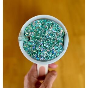 40 Ounce Tumbler Topper for H2.0 Version Tumblers, Aqua Glitter Acrylic
