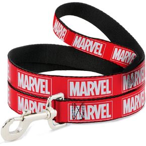 Dog Leash Marvel Red Brick Logo Red White 6 Feet Long 1.0 Inch Wide