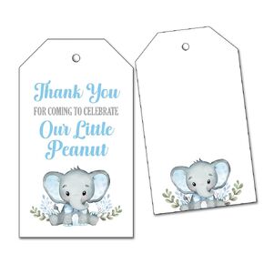 25 Elephant Favor Tags - Thank You for Celebrating Our Little Peanut - Blue
