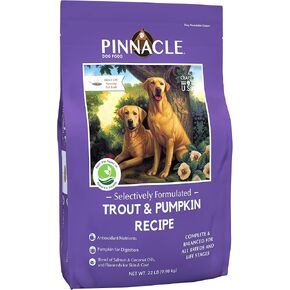 pinnacle pet Trout & Pumpkin Dry Dog Food 22 lb, Infused with Broth