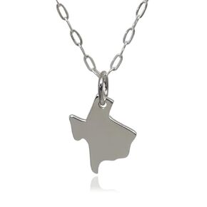 Sterling Silver Texas State Flat Charm Necklace, 18"
