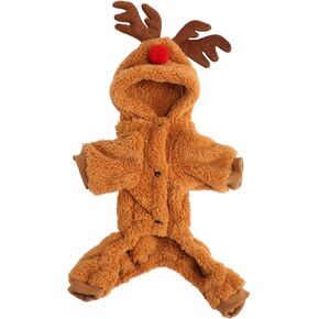 Tnfeeon Reindeer Dog Hoodie Coat Clothes Costume Dog Sweater Outfit for Small Dogs Cats Puppy Chihuahua Yorkie Clothes Cold Weather Coat