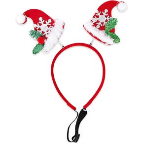Christmas Bow Headband for Dogs Red and Gold Deer Horn Snowflakes Christmas Hat Costume Dress Up Accessories for Pet for Cosplay and Makeup C