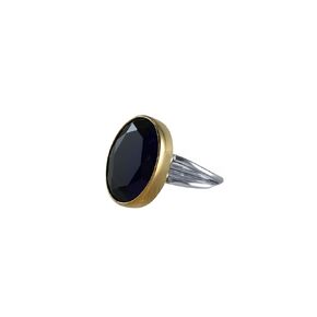 Handmade Oval Green Created Emerald Crystal Adjustable Bypass Ring in .925 Sterling Silver and Bronze (US Size 7)