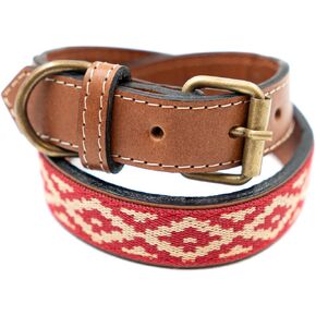 Polo Dog Leather Collar Guarda Pampa (Blue/Red, Large)