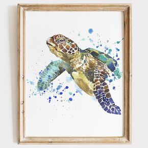 Sea Turtle Wall Art Print - Unframed - 8x10 | Beach Wall Decor | Farmhouse Décor | Office Wall Décor | Bathroom Décor Wall Art