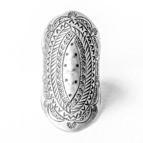 Sterling Silver 925 Long Statement Ring Adjustable Size, Boho Ethnic Hippie Gypsy Tribal Artisan Handmade Karen Hilltribe, Weight 10.5g