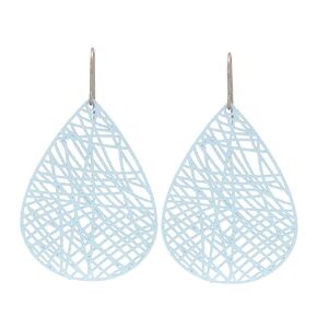Handmade Filigree Dangle Earrings Lightweight Teardrop Geometric Cutout on Hypoallergenic Pure Titanium Hooks (Red)
