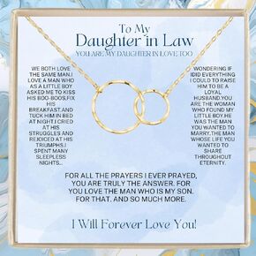 IPINK-Daughter in Law Gifts Necklace,To My Bonus Daughter in Law with Message Card and Gift Box. Surprise Gift for Daughter in Law. Daughter in Law Gift (Style A- Linked Circles)