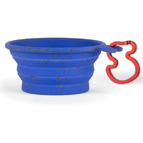 The Dodo Collapsible Dog Bowl, Blue; Travel Dog Bowl That Folds Flat and Clips with Carabiner for Easy Storage and Carry