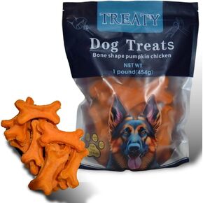 Healthy Pumpkin Puree Chicken Dog Treats Baked Bone Shape All Natural Grain Free Human Grade Ingredients 16oz
